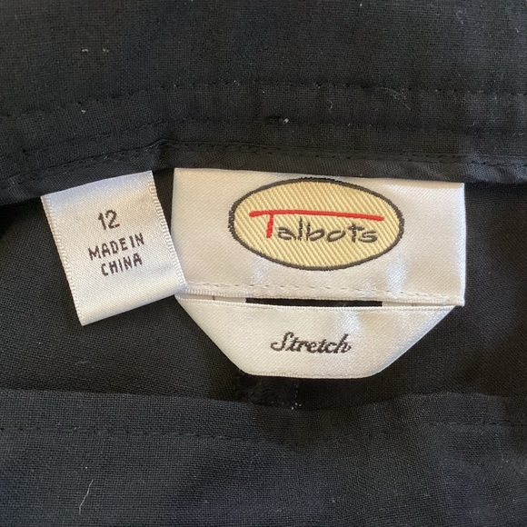 Talbots Stretch Wide Leg Side Zipper Elegant Black Wool Blend Pants Size 12 - Picture 2 of 6